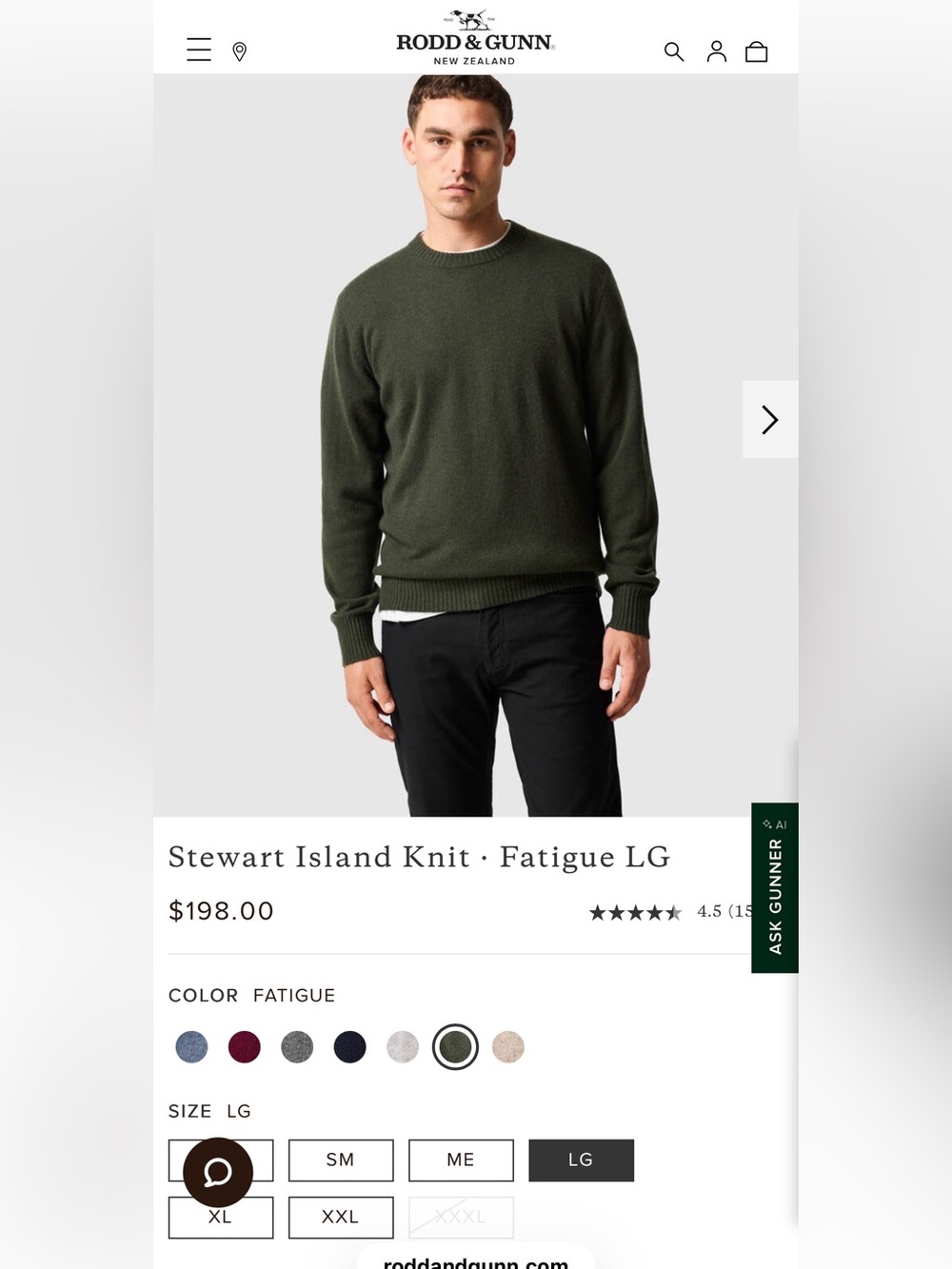 Rodd & Gunn Men’s Wool Cashmere Merino Sweater Size Medium – Worn Once